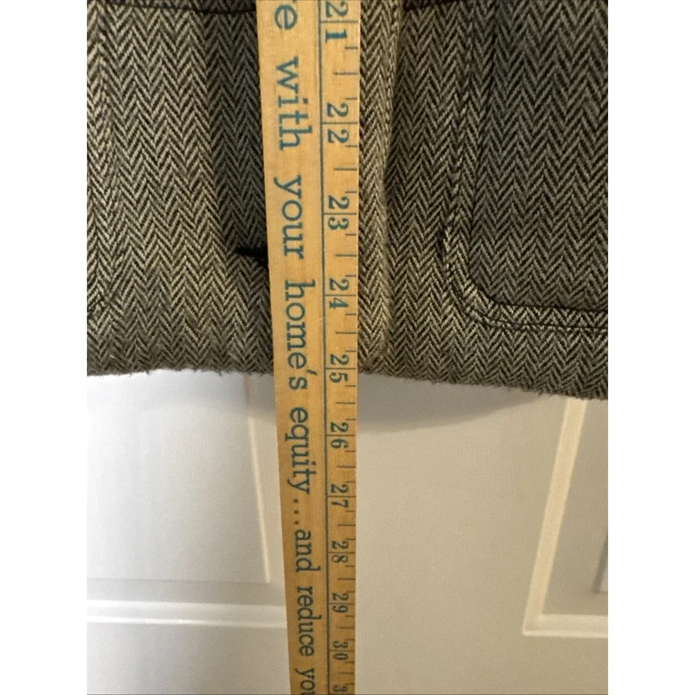 Chaps Denim Herringbone Wool Blend Vest Womens‎ L Gray Button Front Puffer